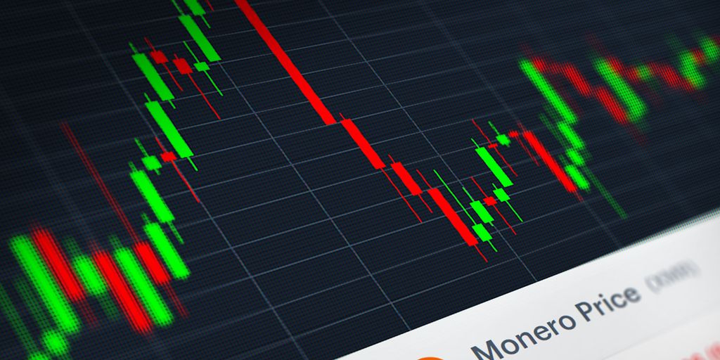 cryptocurrency growth chart with Monero logo and global map